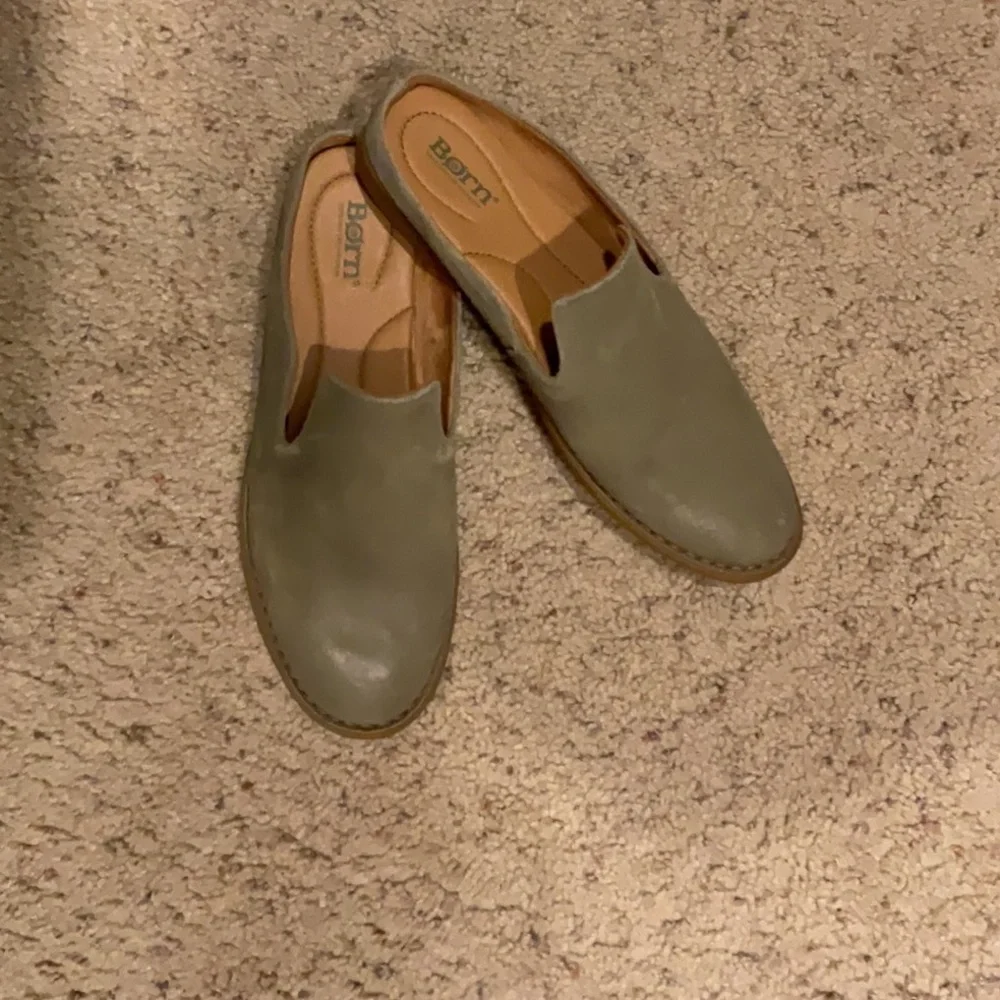 Born Olive Green Slip-On Leather Loafers - Picture 1 of 1